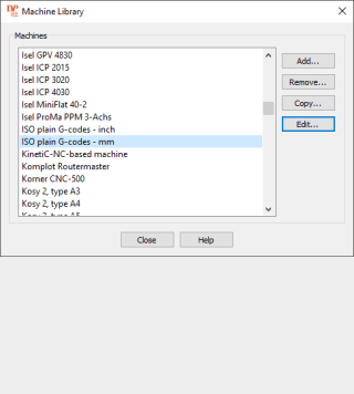 Machine library dialog