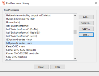 Postprocessor library dialog